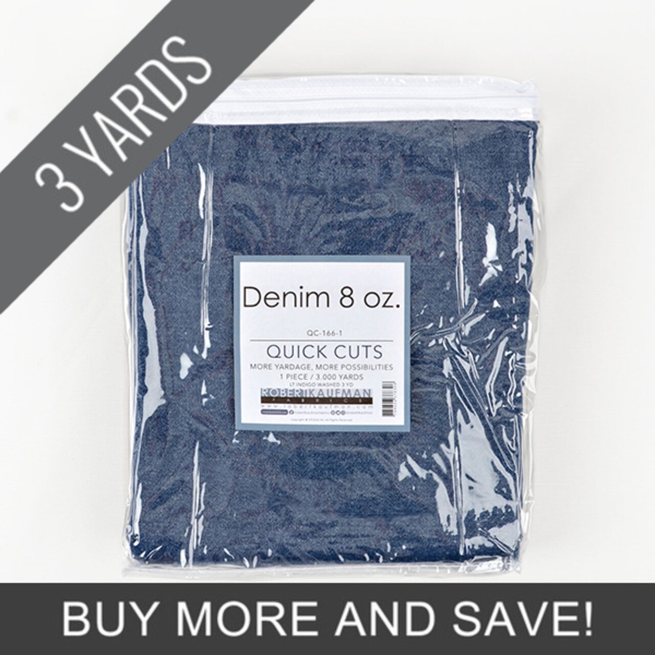 Lt Indigo Denim 8 Oz - 3 Yard Quick Cut by Robert Kaufman for Robert Kaufman (QC-166-1)
